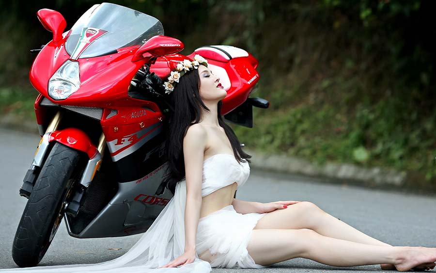 Beautiful girls and motorcycles in Depok