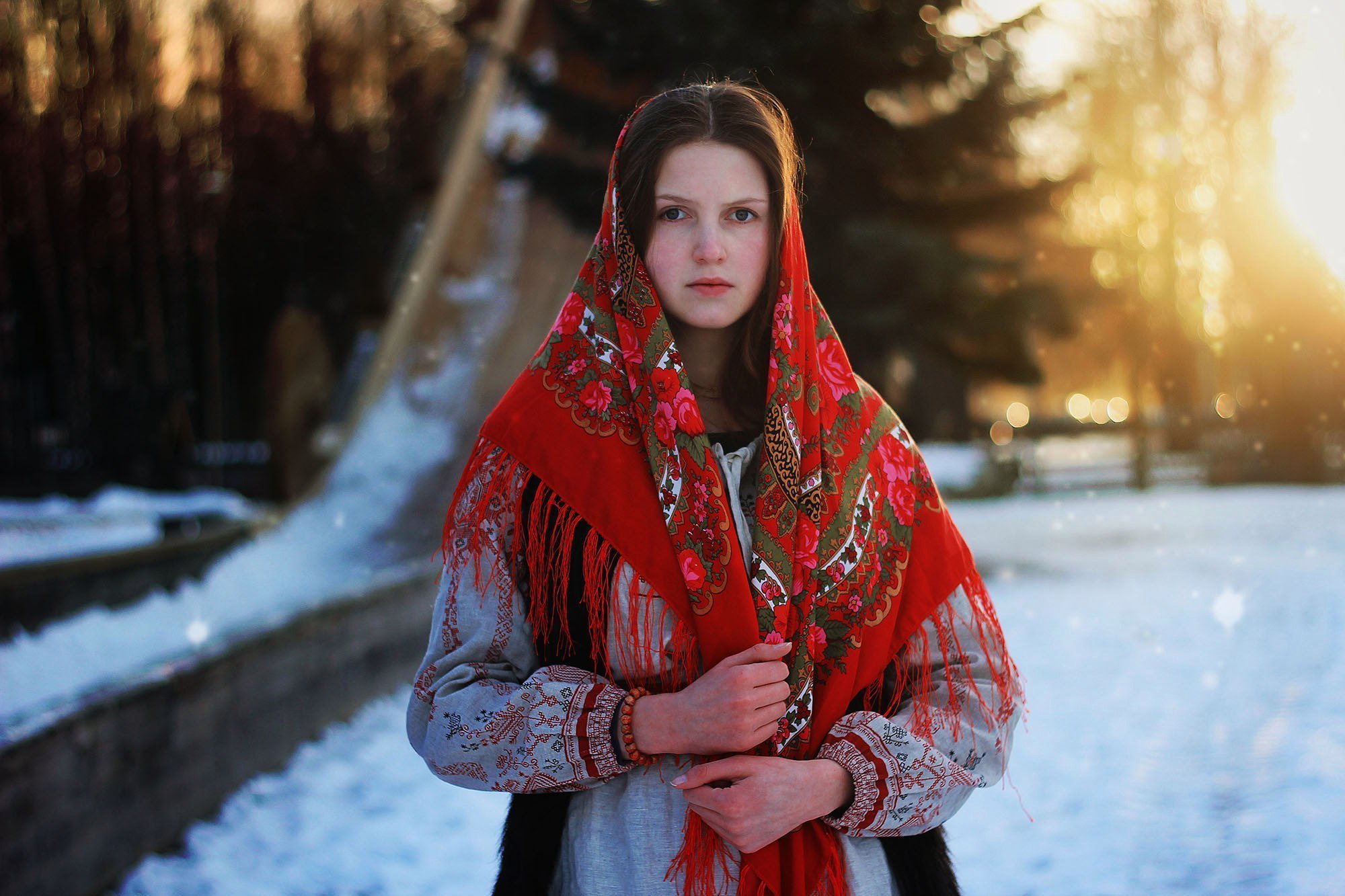 Girls in Slavic costumes in Depok