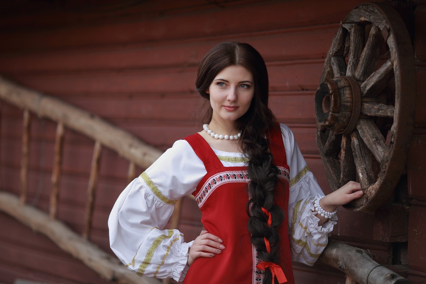 Girls in Slavic costumes in Depok