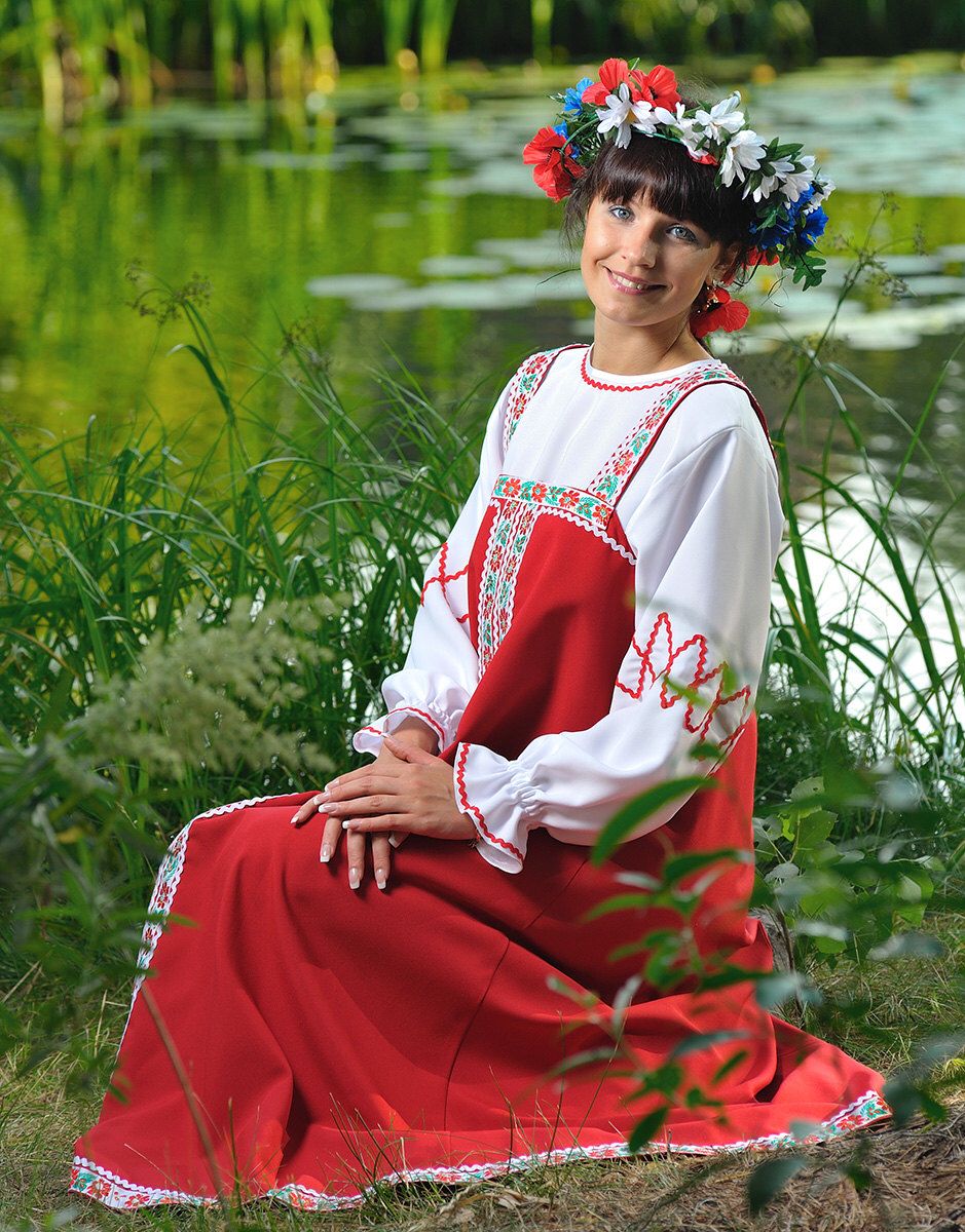 Beautiful girl Girls in Slavic costumes in Depok